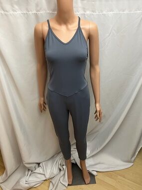 COOrun Gray Strappy Back Jumpsuit Yoga Activewear One Piece Leggings M